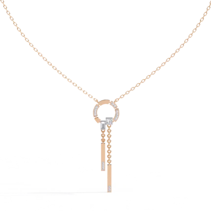 Modern Edge Round Charm Diamond Necklace