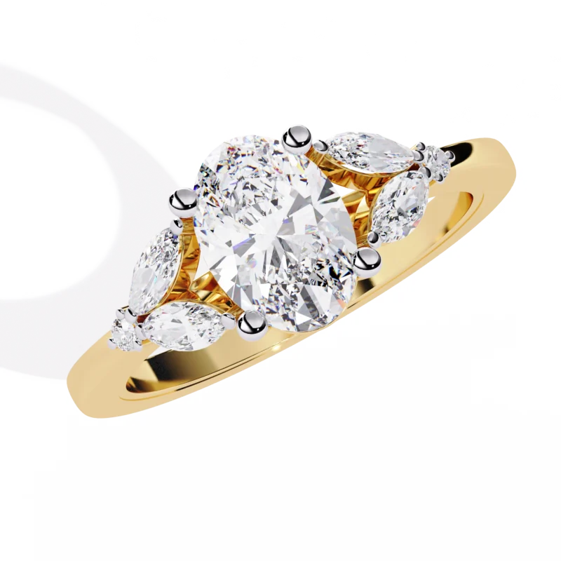 oval marquise cluster diamond ring