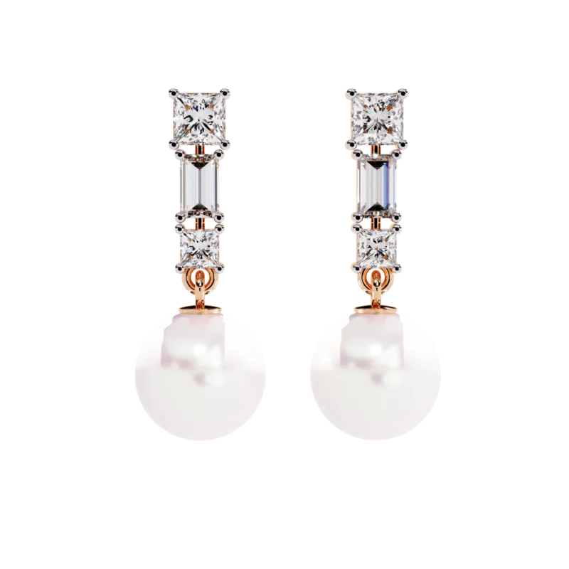 pearl diamond drop earrings