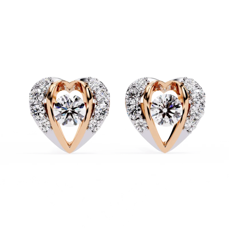 heart diamond stud earrings