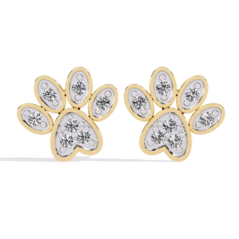 paw print diamond stud earrings