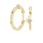 Lab Grown Round Diamond Zigzag Hoop Earrings