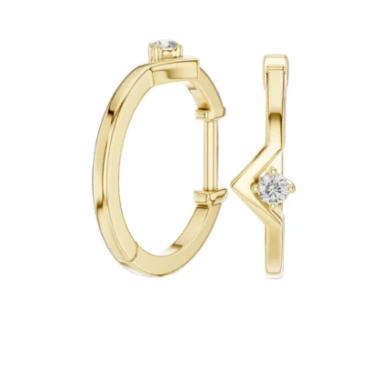 Lab Grown Round Diamond Zigzag Hoop Earrings