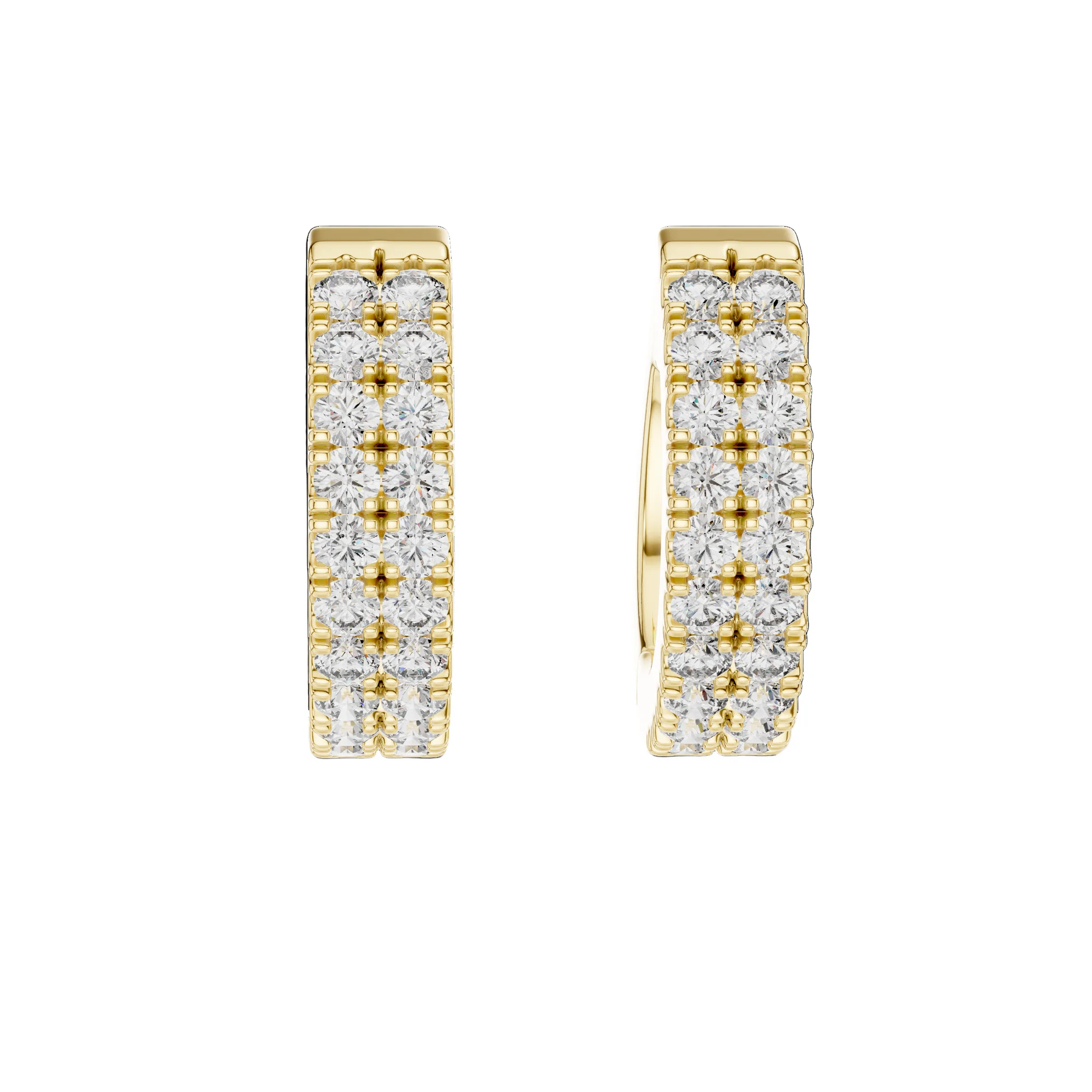 0.2 CT Lab Diamond Hoop Earrings for Women VVS-VS EF Clarity 18KT, 14KT, 10KT Gold & 925 Silver Rose, Yellow, White Gold-005 Double Row Pavé Lab Diamond Hoop Earrings