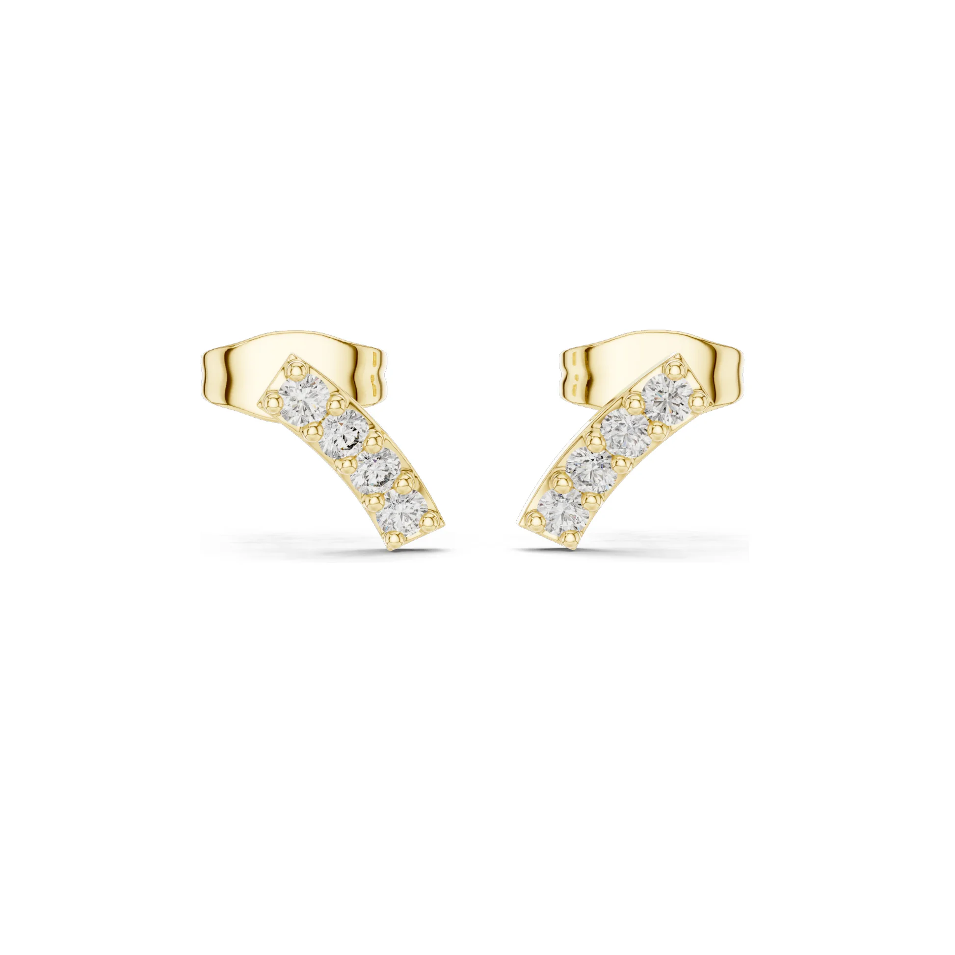 0.2 CT Lab Diamond Minimal Arch Stud Earrings for Women VVS-VS EF Clarity CVD Diamonds 18KT, 14KT, 10KT Gold & 925 Silver Minimal Arch Lab Diamond Bar Stud Earrings