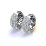 Wide Pave Diamond Huggie Hoop Earrings
