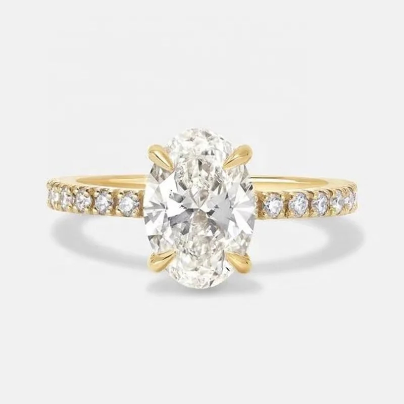 2 Oval Cut Diamond Pave Band Ring