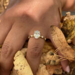 Oval Cut 18K Yellow Lab Grown Diamond Solitaire Ring In use