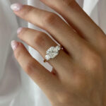 Cushion Cut Three Stone Lab Grown Diamond Ring