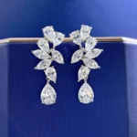 Marquise Pear Cut Diamond Cluster Drop Earring