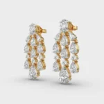 Oval Pear Cut Diamond 3 Strand Chandelier Earring