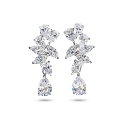 Marquise Pear Cut Diamond Cluster Drop Earring