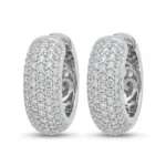 Wide Pave Diamond Huggie Hoop Earrings