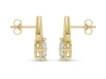 Round Diamond Art Deco Gold Frame Earrings