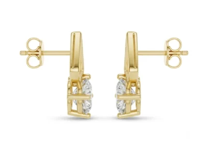 Round Diamond Art Deco Gold Frame Earrings