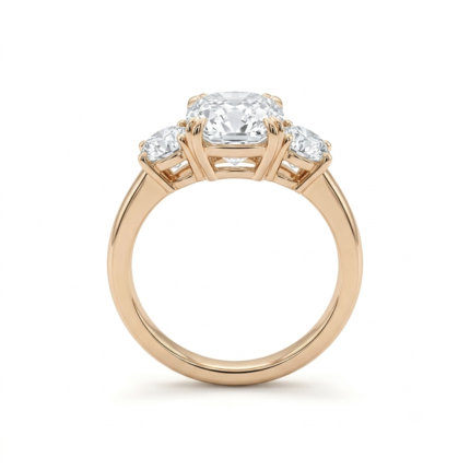 Cushion Cut Three Stone Lab Grown Diamond Ring