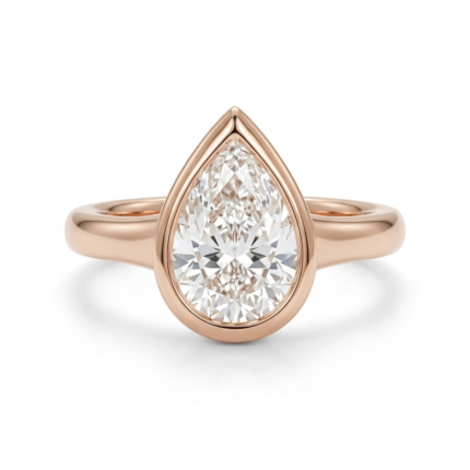 Pear Cut Bezel Set Diamond Ring