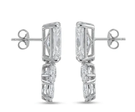 Radiant Cut Diamond Pear Cluster Drop Earrings