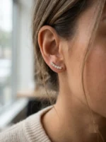 Minimal Arch Lab Diamond Bar Stud Earrings