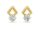 Round Diamond Art Deco Gold Frame Earrings