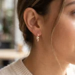 Lab Grown Round Diamond Zigzag Hoop Earrings