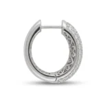 Wide Pave Diamond Huggie Hoop Earrings