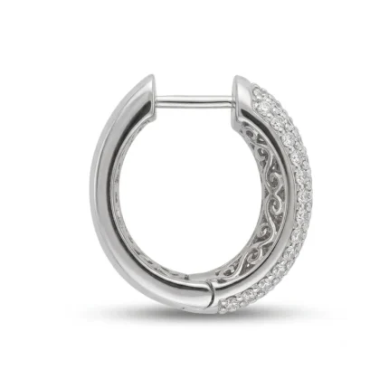 Wide Pave Diamond Huggie Hoop Earrings