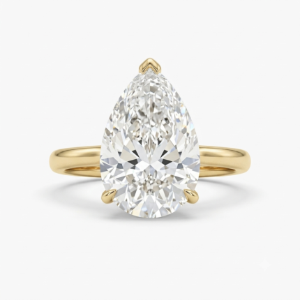 Pear Cut Lab Grown Diamond Solitaire Ring