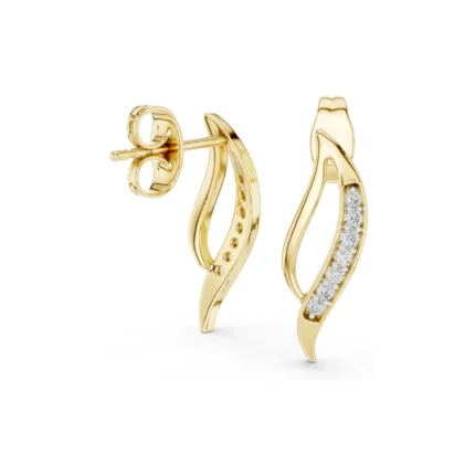Ribbon Wave Diamond Earrings