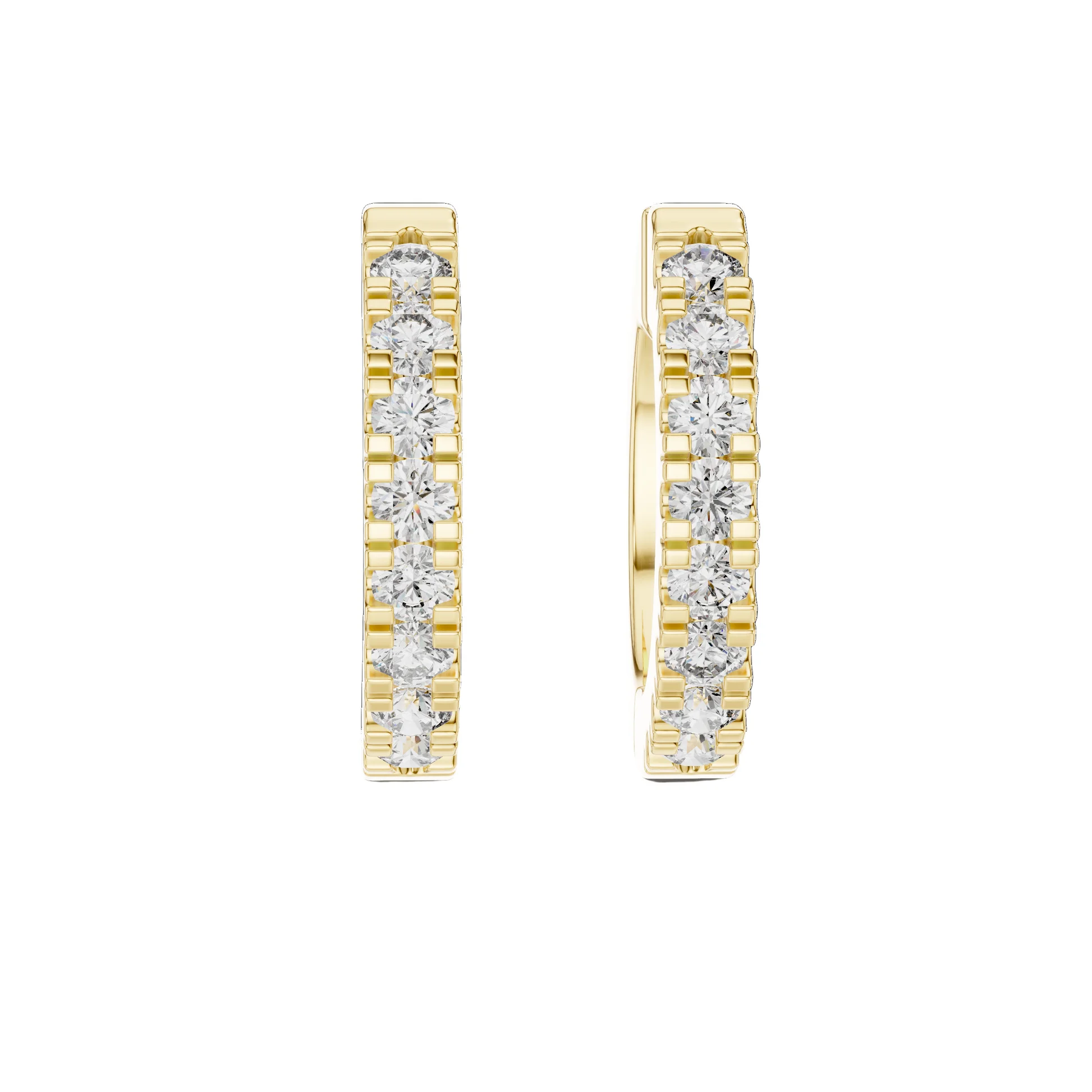 0.24ct Lab Diamond Hoop Earrings for Women VVS-VS EF Clarity 18KT, 14KT, 10KT Gold & 925 Silver Rose, Yellow, White Gold-002 single row shared prong