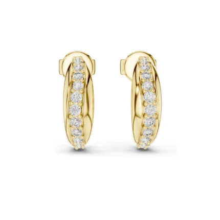 Twisted Diamond Huggie Earrings