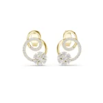 Circle Diamond Flower Stud Earrings