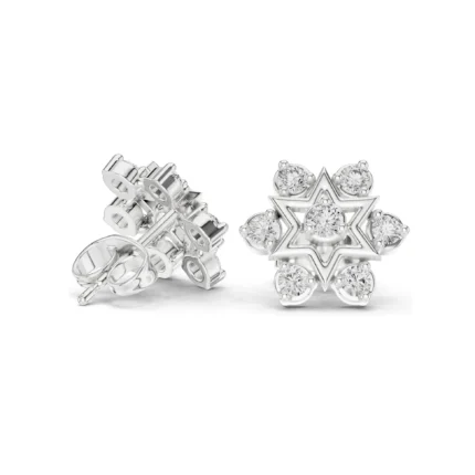 Star Diamond Floral Stud Earrings