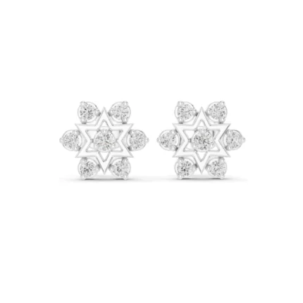 Star Diamond Floral Stud Earrings