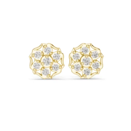 Floral Diamond Stud Earrings