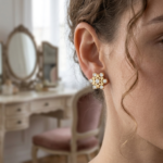 Star Diamond Floral Stud Earrings