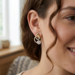 Circle Diamond Flower Stud